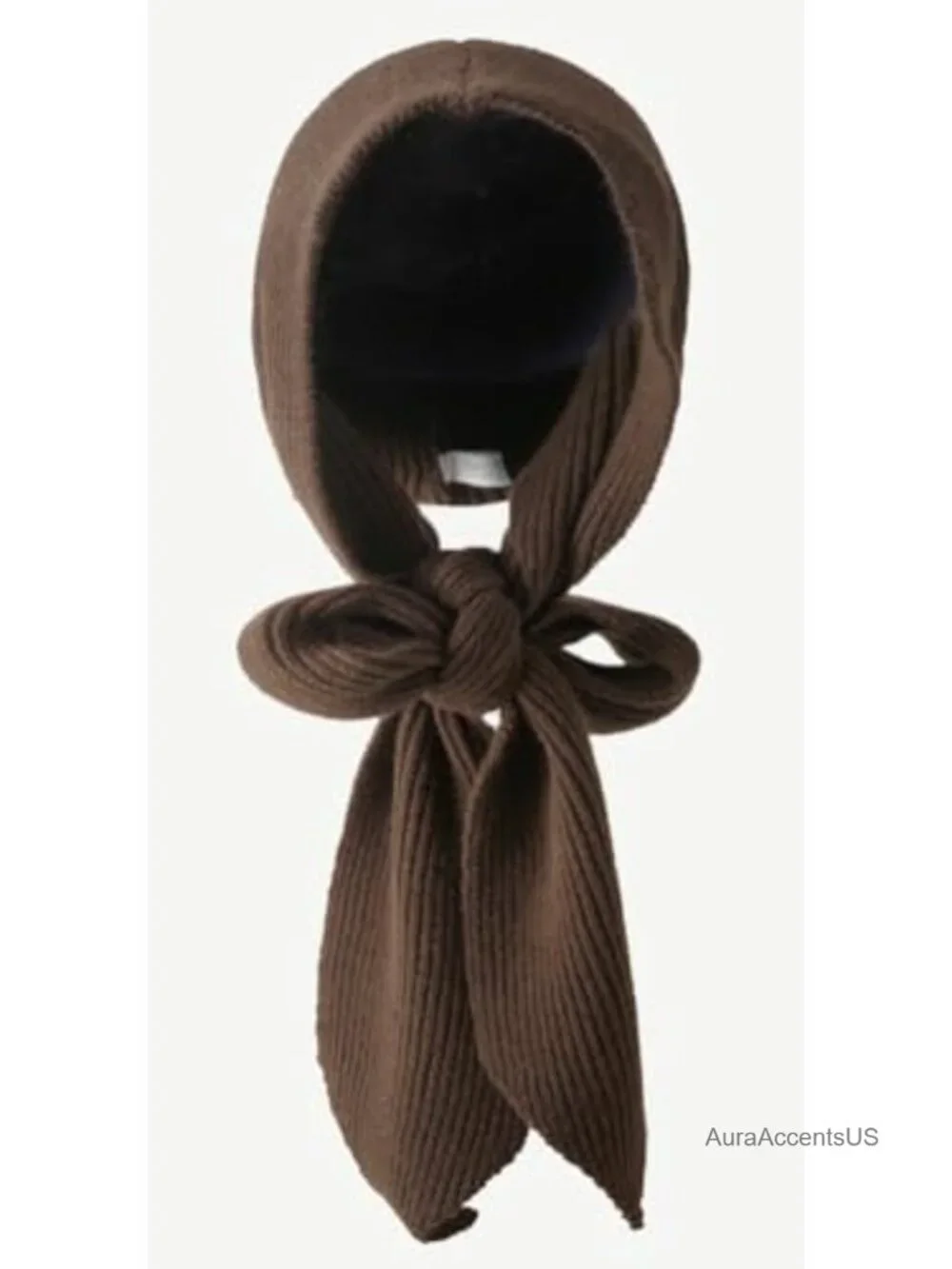 Women Winter Knitted Hooded Scarf Hat Pure Color Long Wrap Shawl Cover